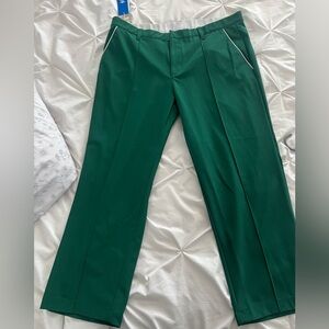 Adidas Green Dress Pants with Flat-Front Design